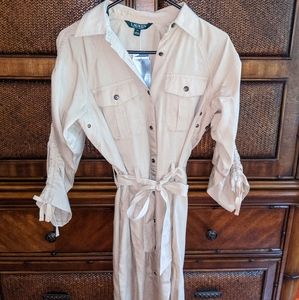 Tan Ralph Lauren dress.